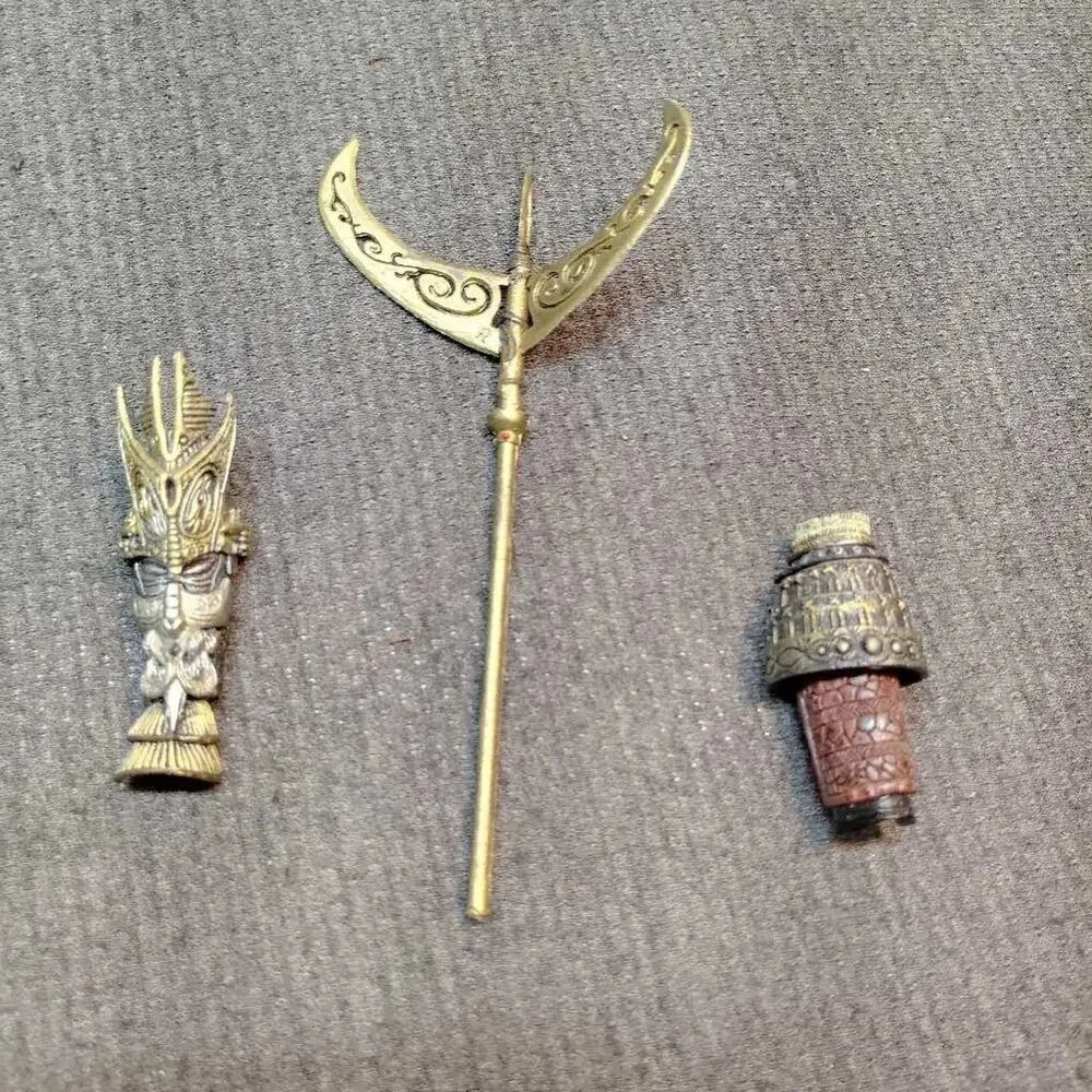 Vintage Metal Samurai Armor Staff Figure Parts Lot Collectible Accessories